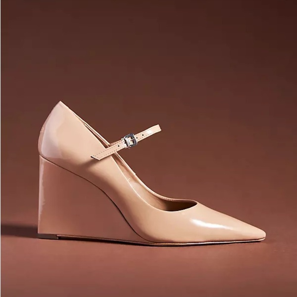 Maeve for Anthro The Sibley Mary Jane Patent Leather Wedge Heels nude 40 or 9.5 - Picture 12 of 12